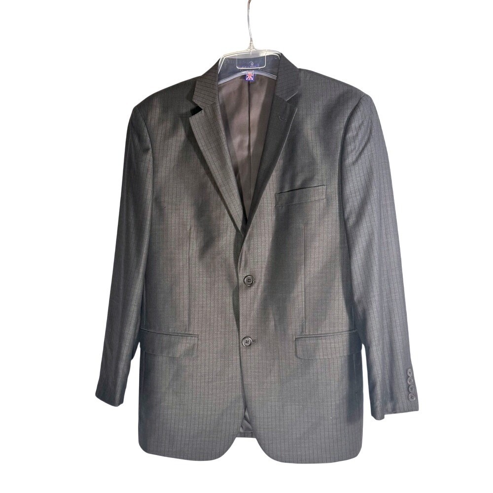 The Savile Row Men's Dark Gray with black stripe Blazer size 40 R Double Vent